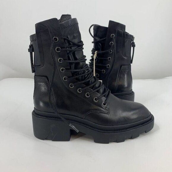 ASH Women's Madness Leather Military Rear Zip Heeled Combat Boots Size 6 NWOB - Picture 4 of 16
